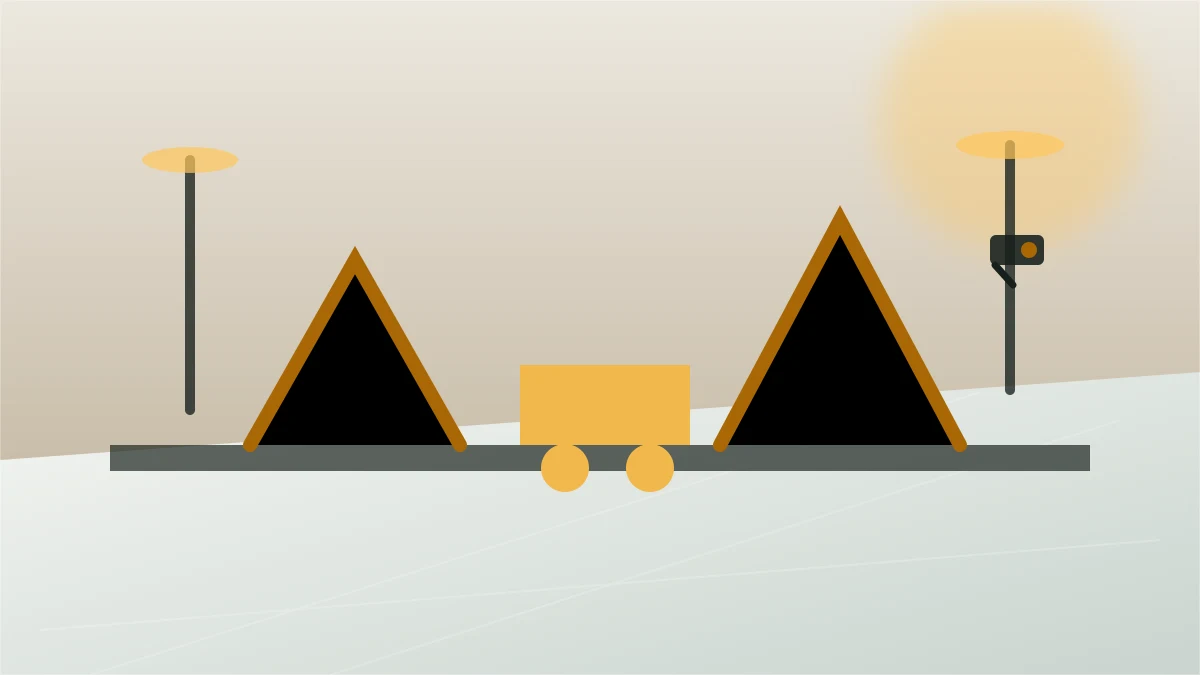 Temporary construction site with portable lighting, power, and monitoring needs